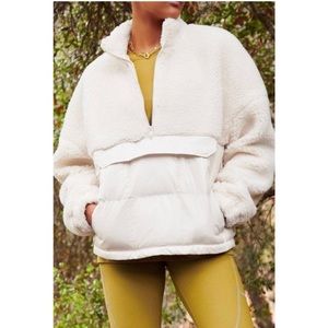 Fabletics sherpa and woven puffer jacket